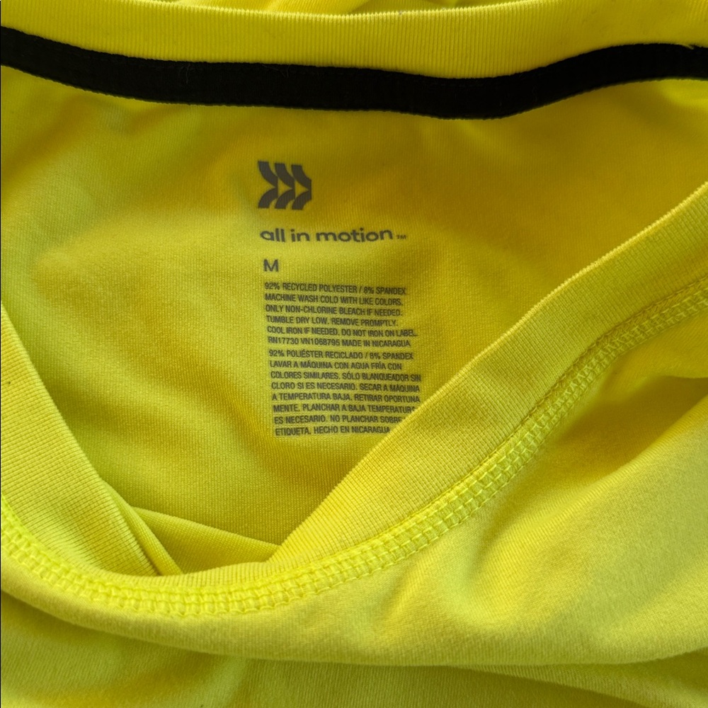All in Motion Men’s Size Medium Neon‎ Yellow Shirt Sleeve T-Shirt - Picture 2 of 3